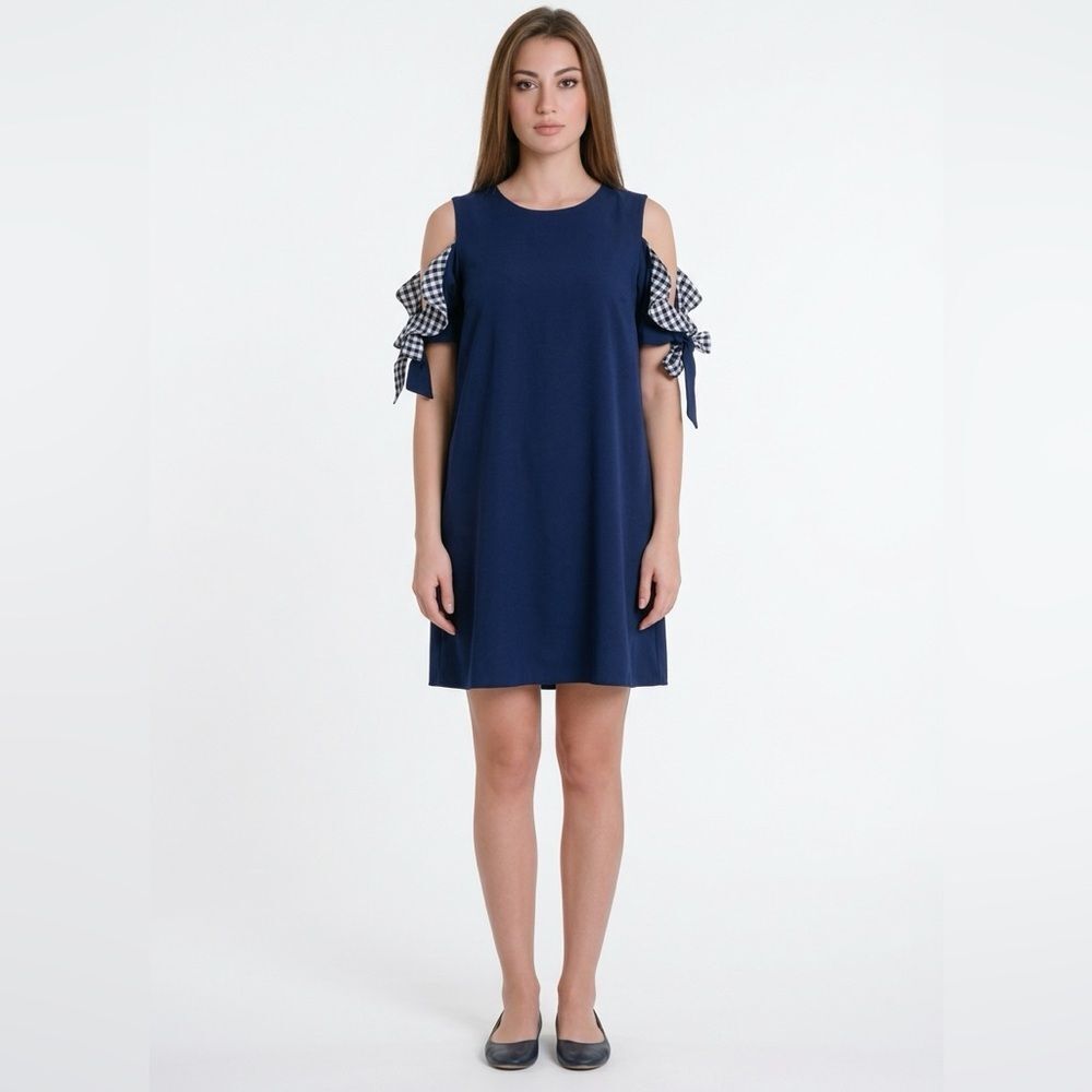 After Market Navy cold shoulder dress